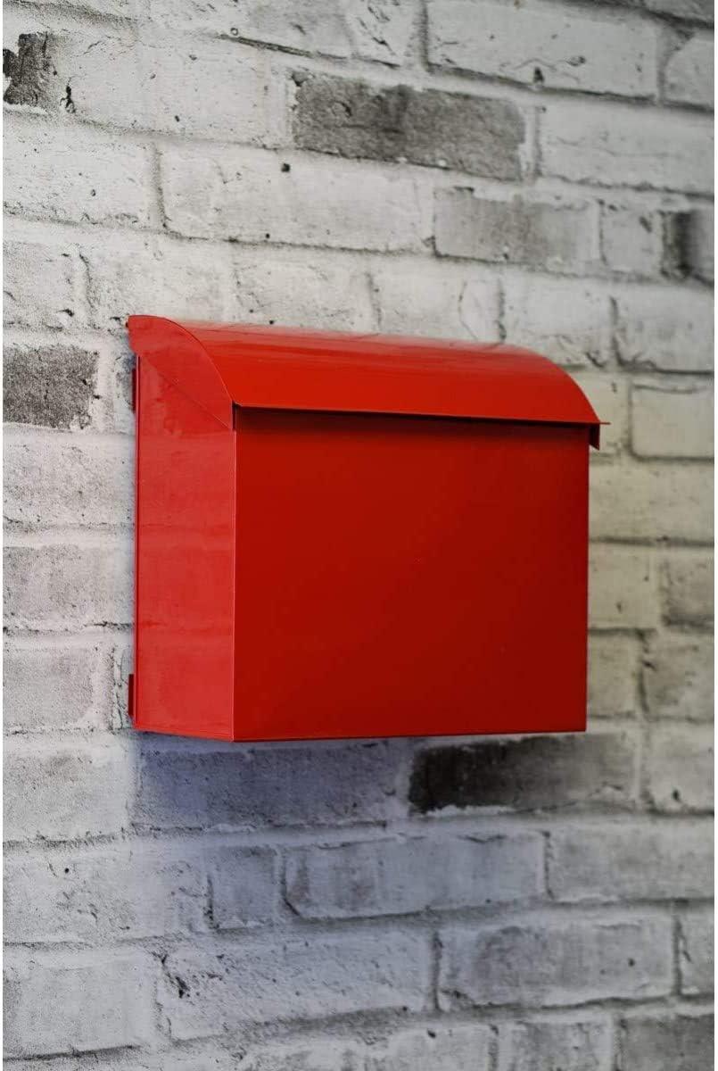 NACH Baxter High Capacity Parcel Mailbox - Wall Mount Mailboxes for Outside, Rust Resistant Galvanized Metal Mailbox - Red Mailbox- 12.4”x7.1”x11.8, MB-7000RED