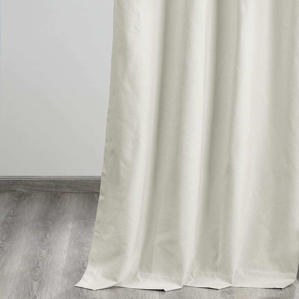 HPD Half Price Drapes Vintage Blackout Curtains for Bedroom - 120 Inches Long Thermal Cross Linen Weave Full Light Blocking 1 Panel Blackout Curtain, (50W x 120L), Starlight Off White