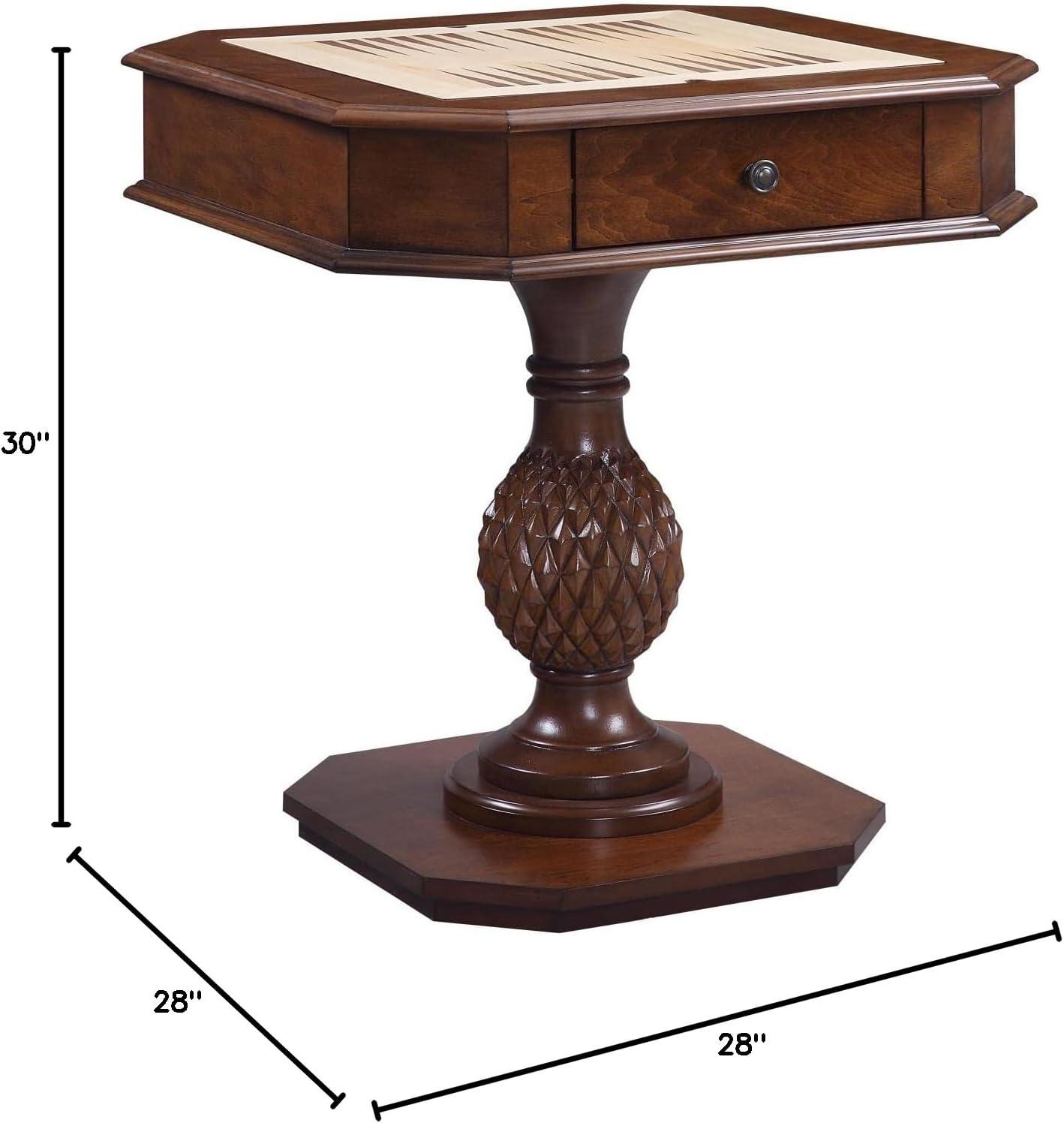 Wooden Game Table with Drawer and Reversible Game Tray Brown - Saltoro Sherpi