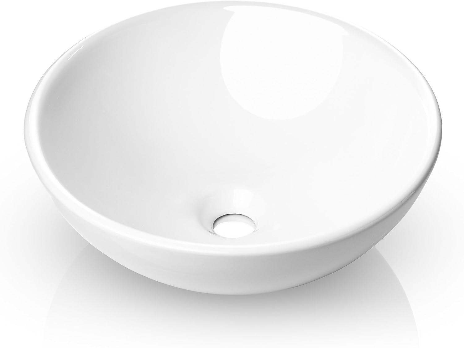 Miligore 16'' White Ceramic Circular Bathroom Sink