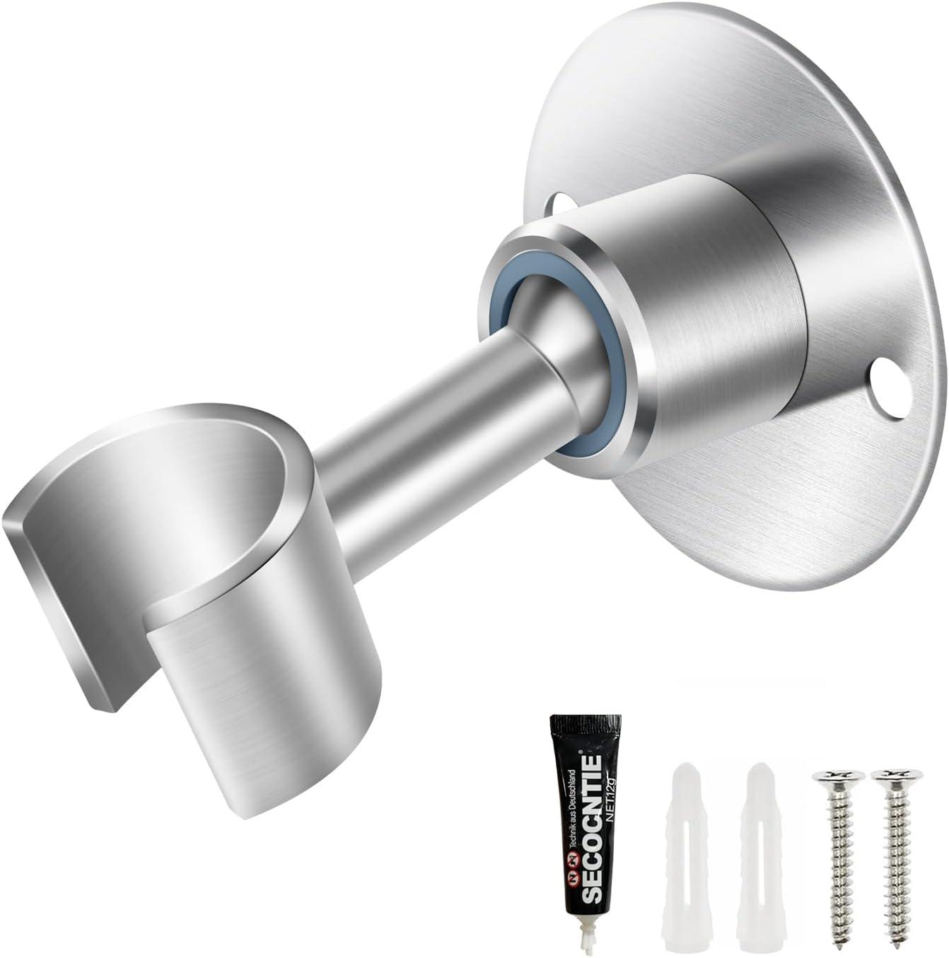 Shower Head Holder Wall Mount,Stainless Steel Handheld Shower Head Holder,Adjustable Shower Spray Holder Metal Shower Head Bracket,Brushed Finish