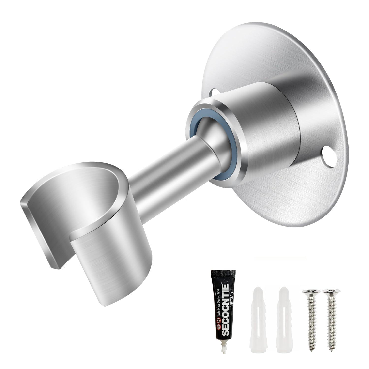 Shower Head Holder Wall Mount,Stainless Steel Handheld Shower Head Holder,Adjustable Shower Spray Holder Metal Shower Head Bracket,Brushed Finish
