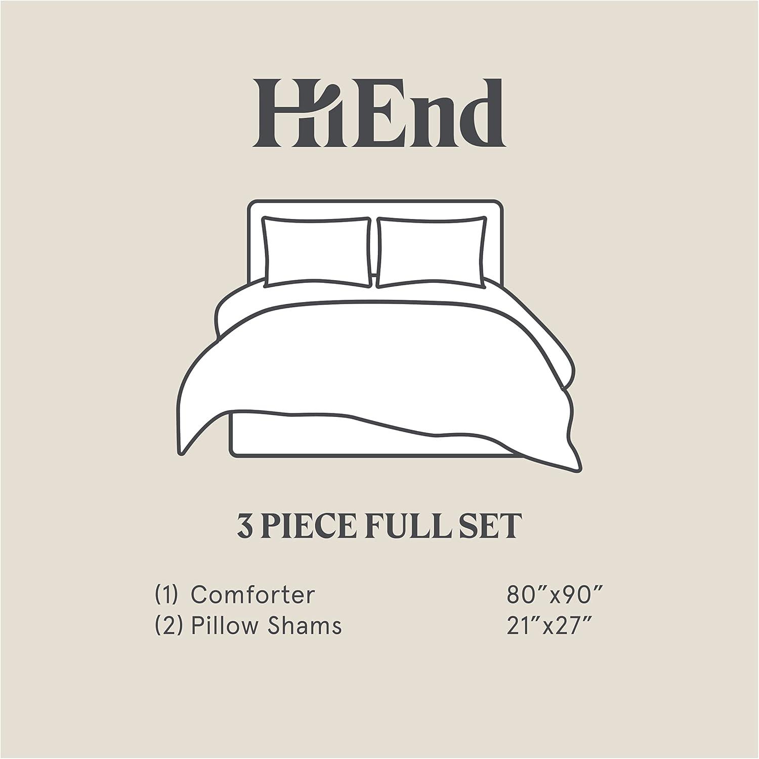 HiEnd Accents Toluca Canvas Western Bedding 3 Piece Full Comforter Set, Cattle Brand Symbols Print, Striped Cotton Rustic Cabin Lodge Bed Set, 1 Comforter, 2 Pillow Shams