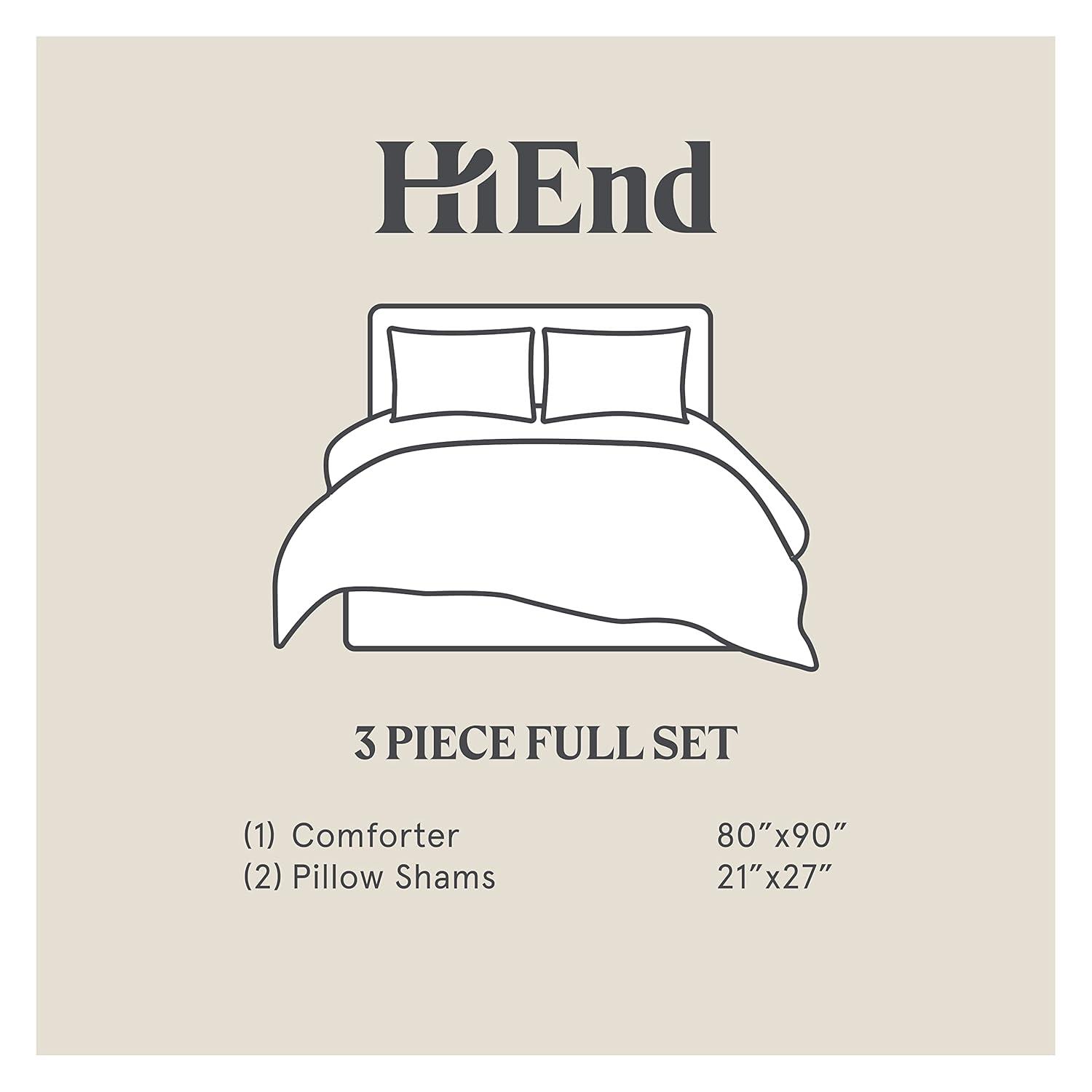 HiEnd Accents Toluca Canvas Western Bedding 3 Piece Full Comforter Set, Cattle Brand Symbols Print, Striped Cotton Rustic Cabin Lodge Bed Set, 1 Comforter, 2 Pillow Shams