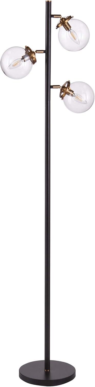 SEI Furniture Boltonly 3-Light Floor Lamp in Black/Gold