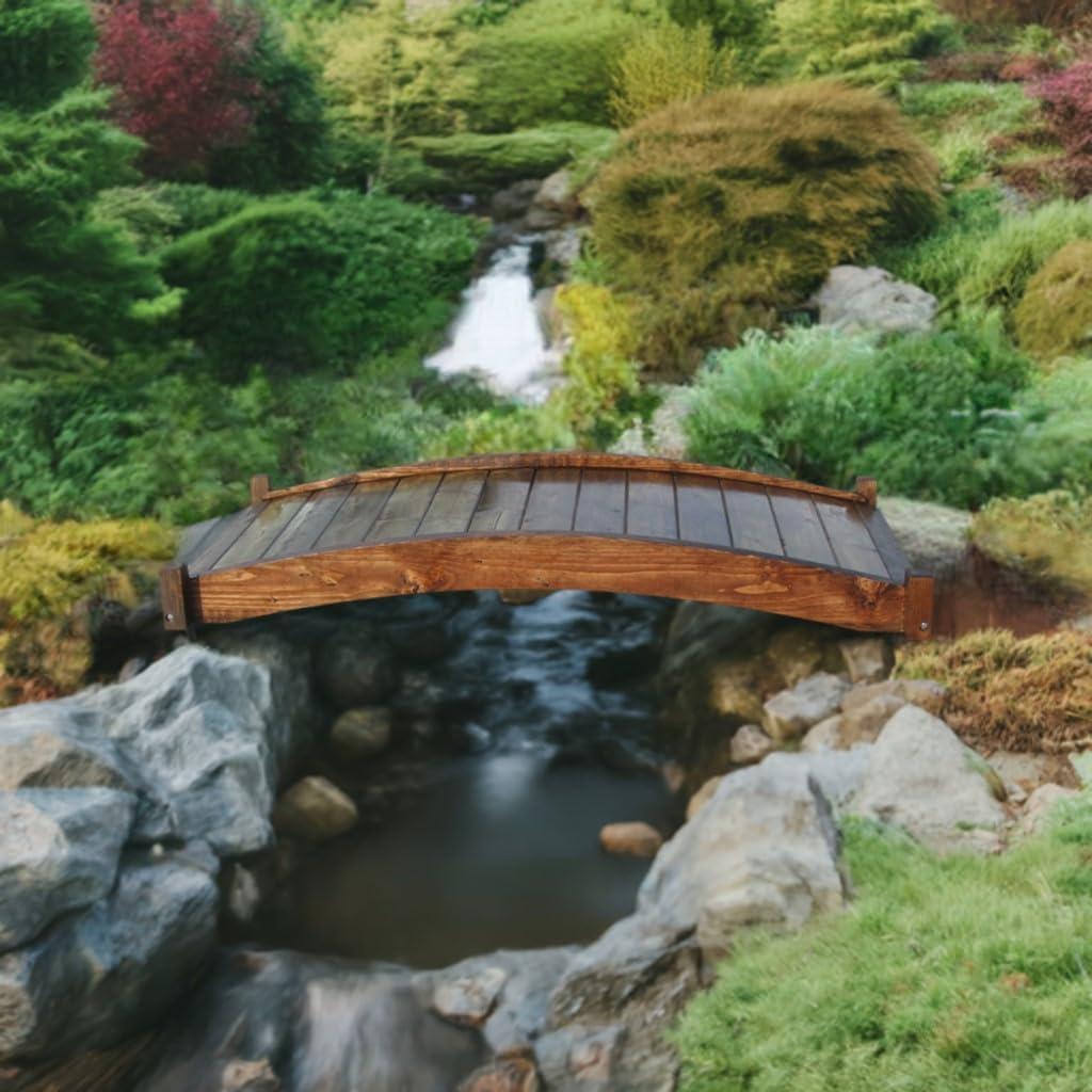 Zen 6-Foot Brown Wood Garden Bridge