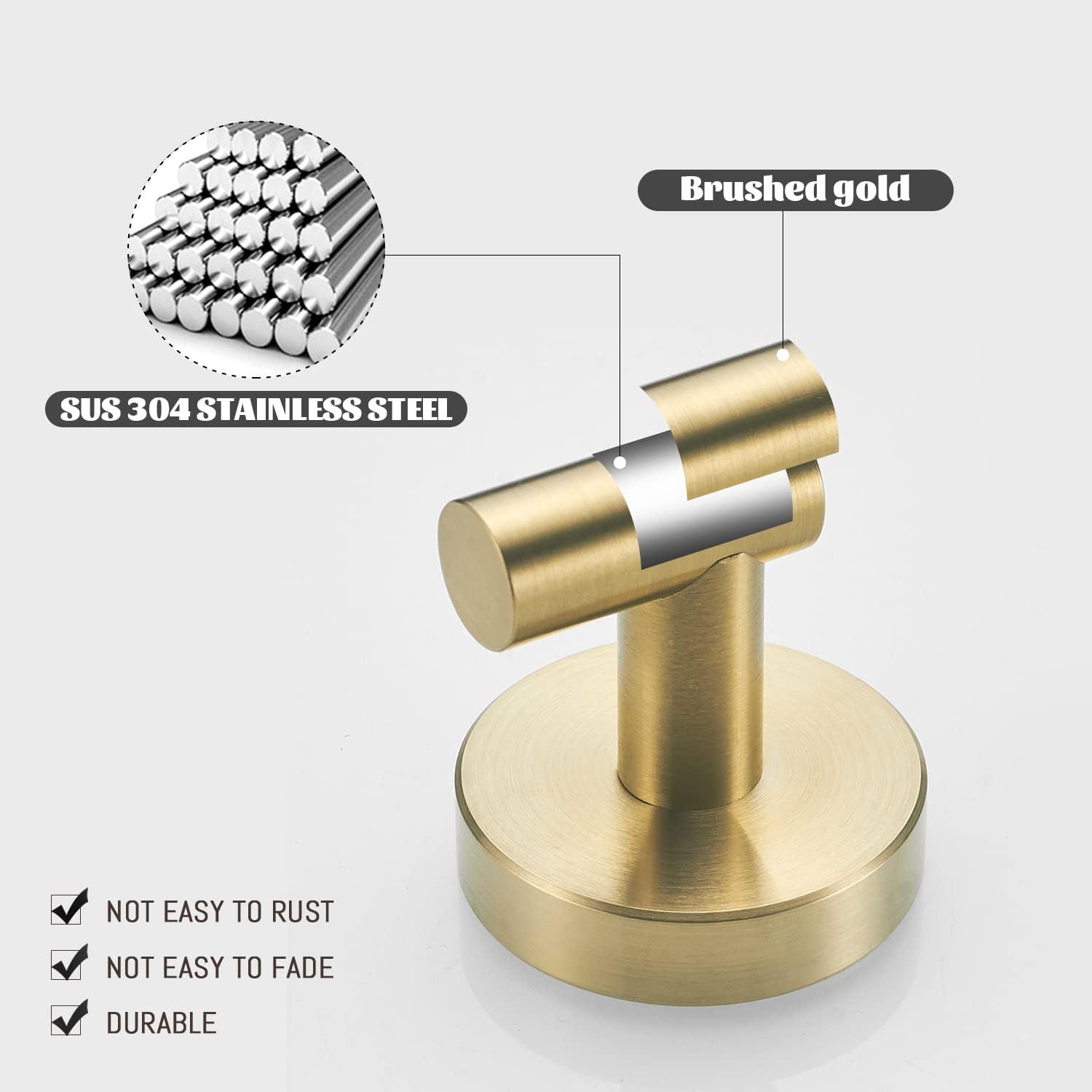 Brushed Gold Stainless Steel 4-Piece Bathroom Hardware Set