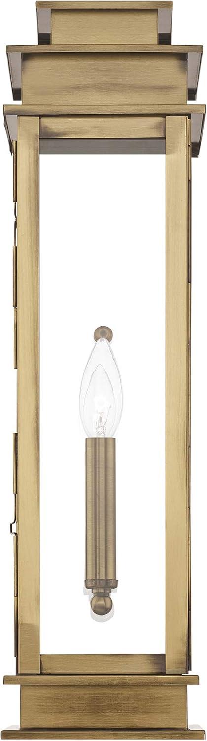 Princeton Antique Brass Outdoor Wall Lantern with Clear Glass