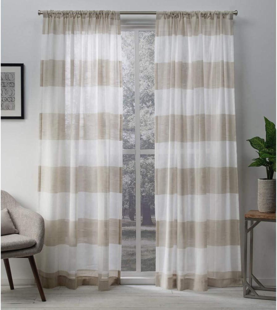 Darma Sheer Linen Rod Pocket Curtain Panels, 50x84, Set of 2