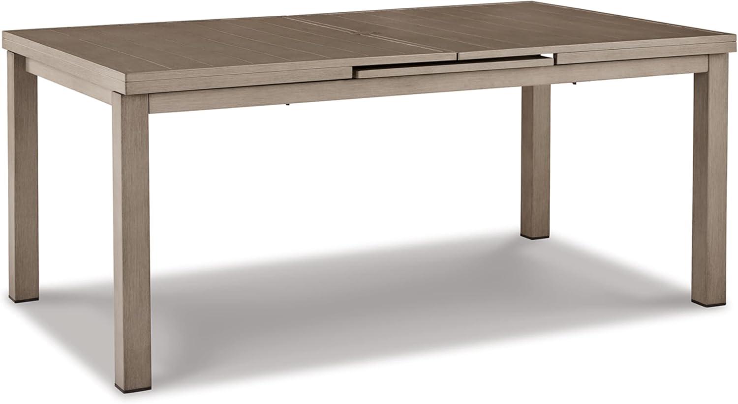 Beige Aluminum Rectangular Extendable Outdoor Dining Table