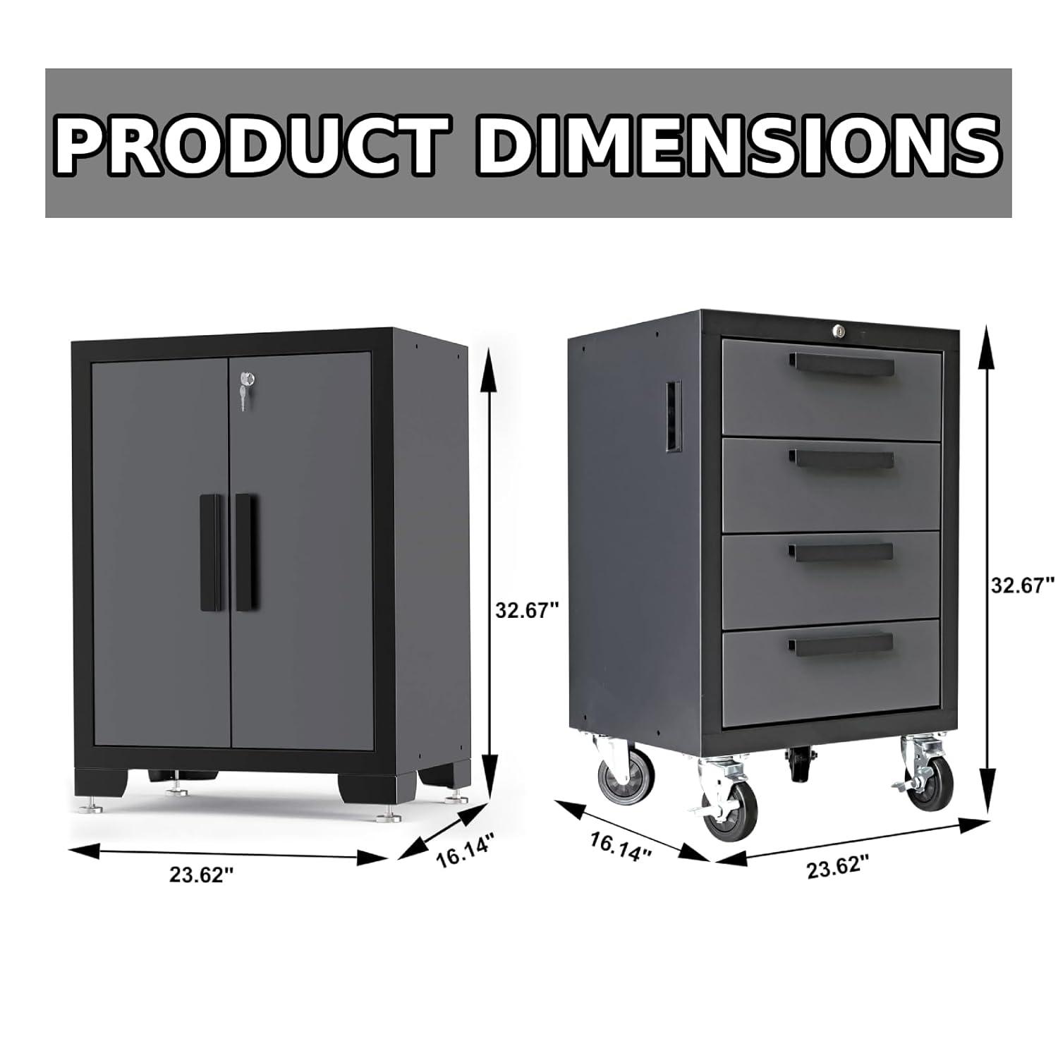 WFX Utility™ WFX Utility™ 6pcs Garage Cabinets And Storage System Set With Pegboard & Rubber Wood Worktop