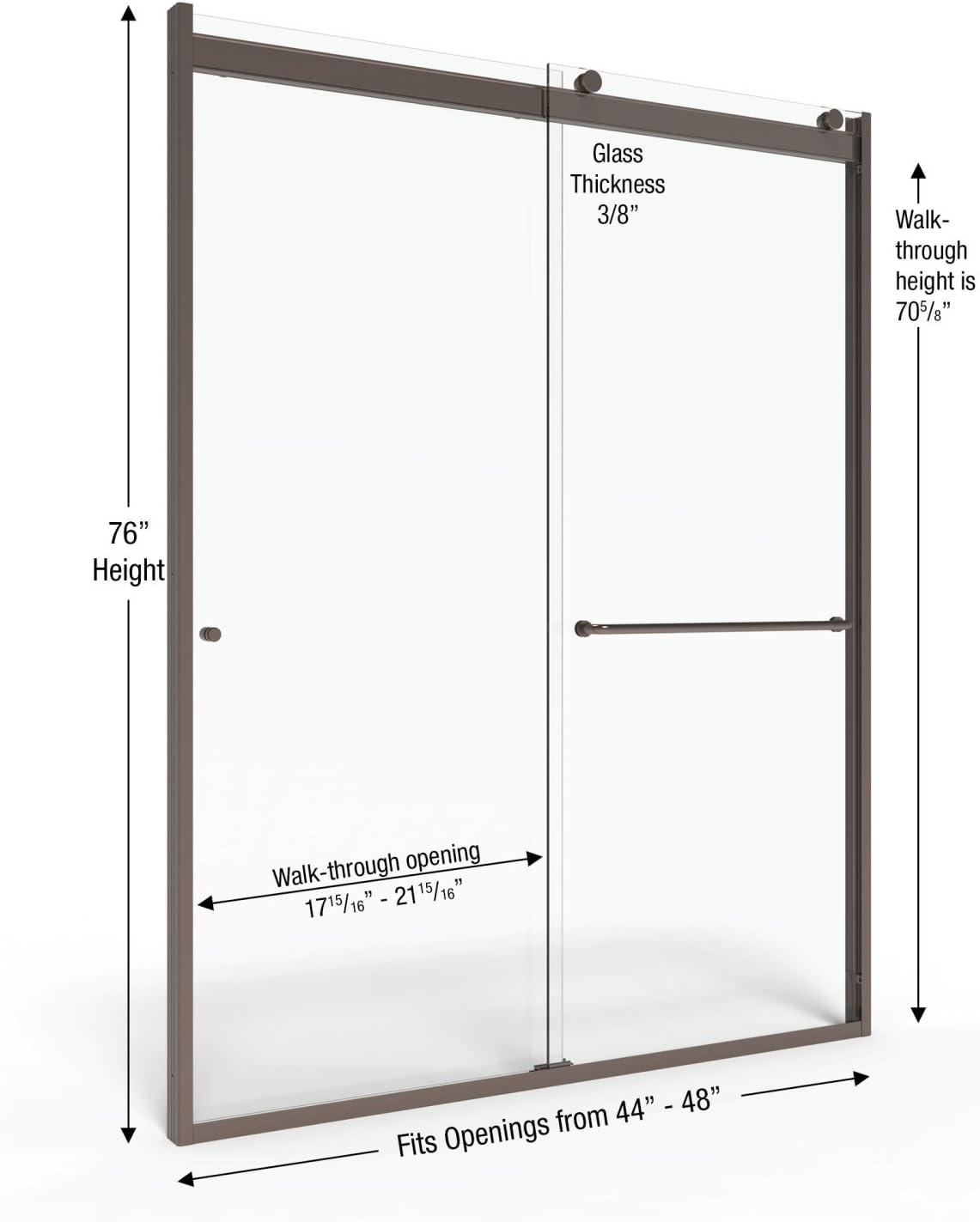 Rotolo 44" W X 76" H Bypass Semi-Frameless Shower Door
