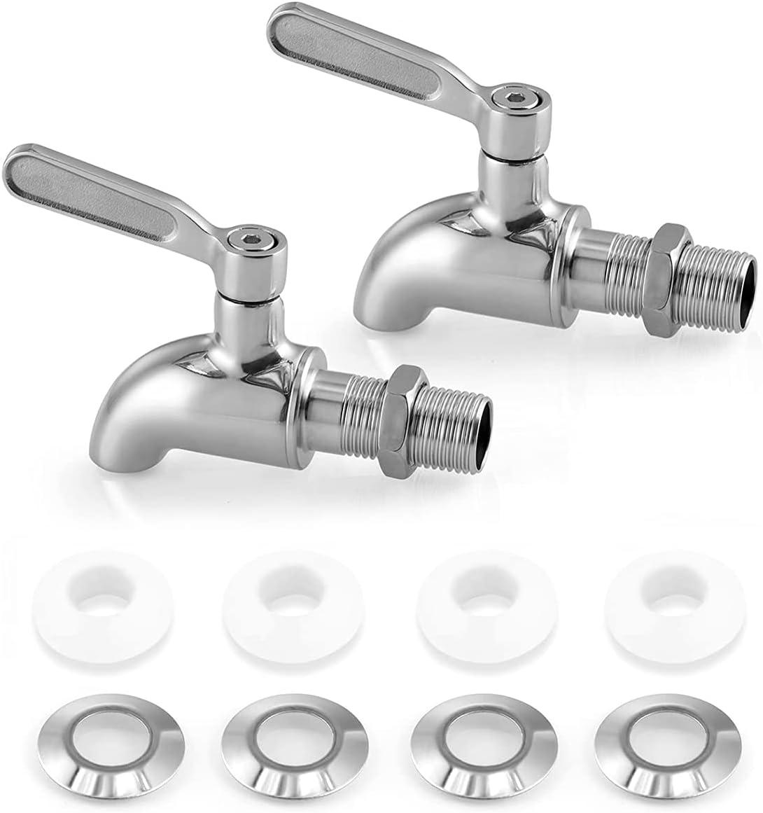 Polished Stainless Steel Beverage Dispenser Replacement Spigot Set