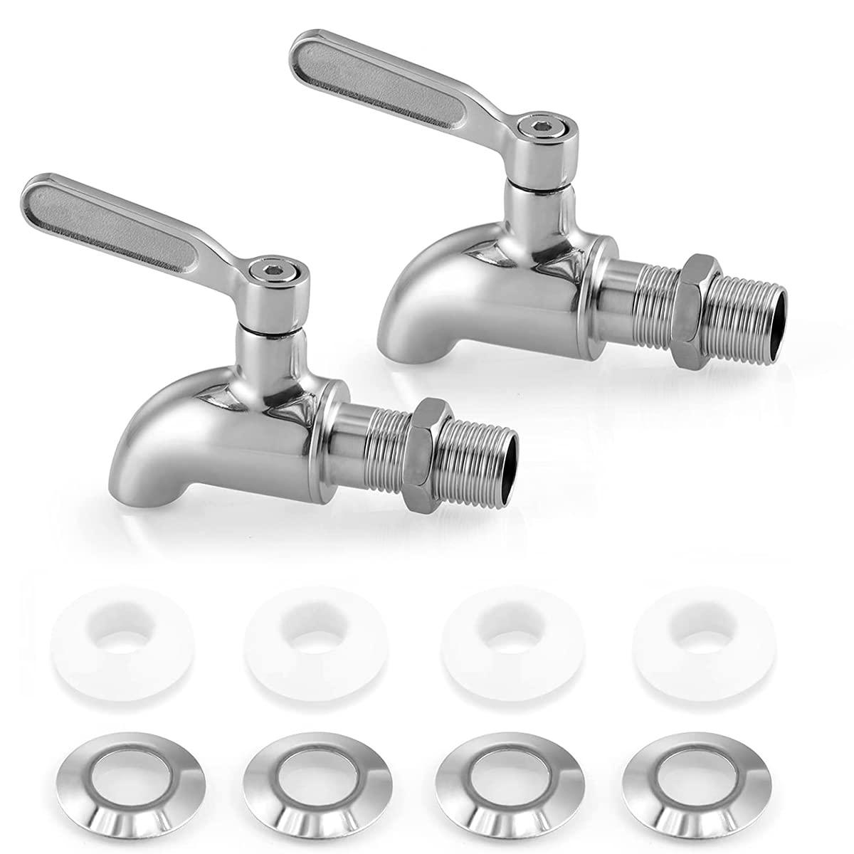 Polished Stainless Steel Beverage Dispenser Replacement Spigot Set