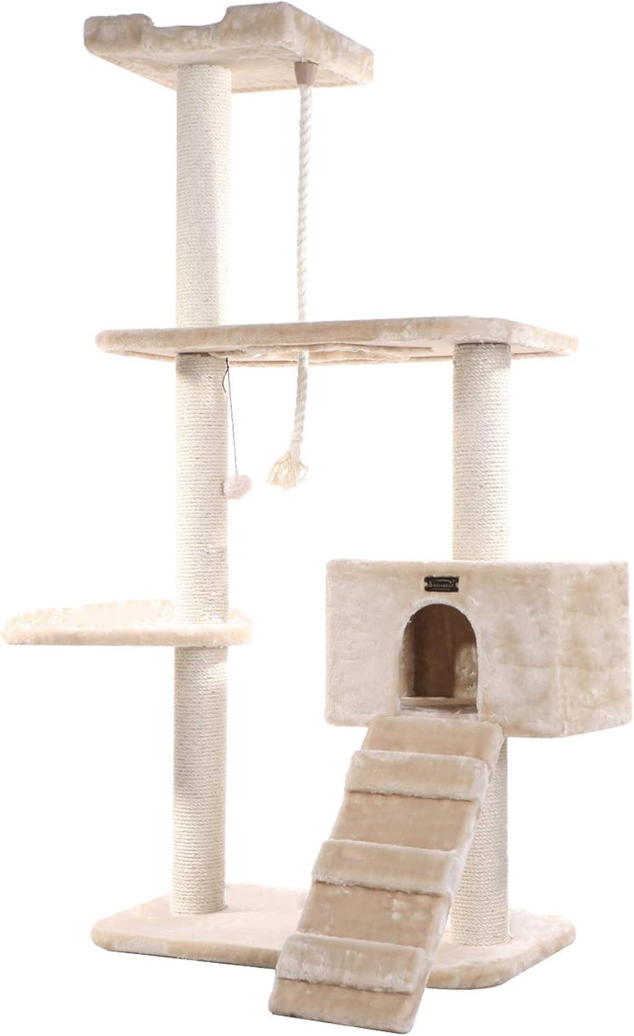 Armarkat 58-in Cat Tree & Condo Scratching Post Tower, Beige