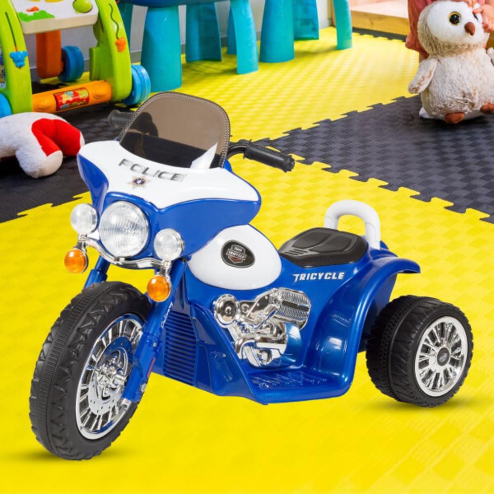 3 Wheel Mini Motorcycle Trike for Kids, Battery Powered Ride on Toy by Rockin’ Rollers – Toys for Boys and Girls, 2 - 5 Year Old – Police Car