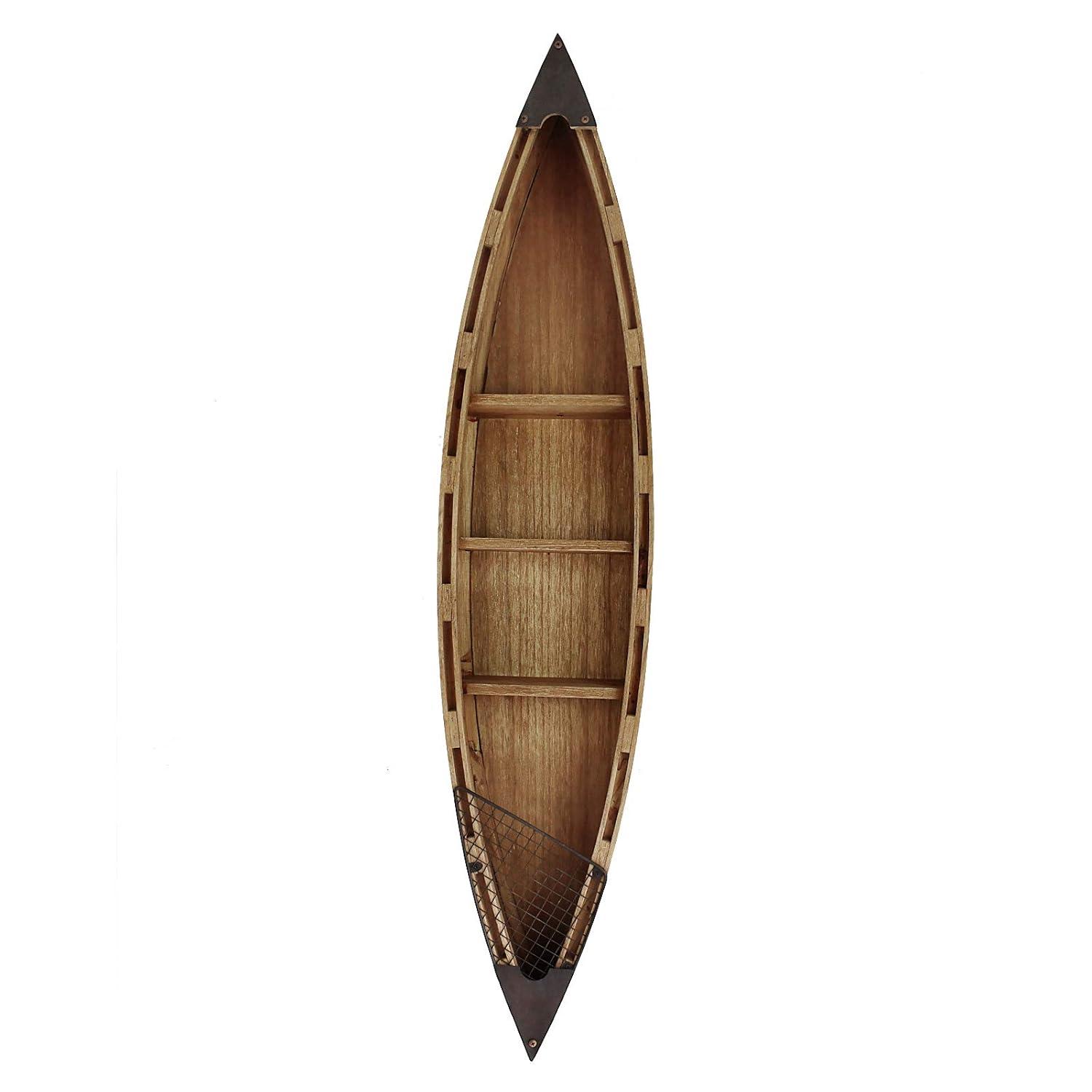 Attraction Design Wooden Boat Wall Decor - Rustic Nautical Beach Theme Hanging Decoration - Sculpture for Bathroom, Bedroom, Lake House