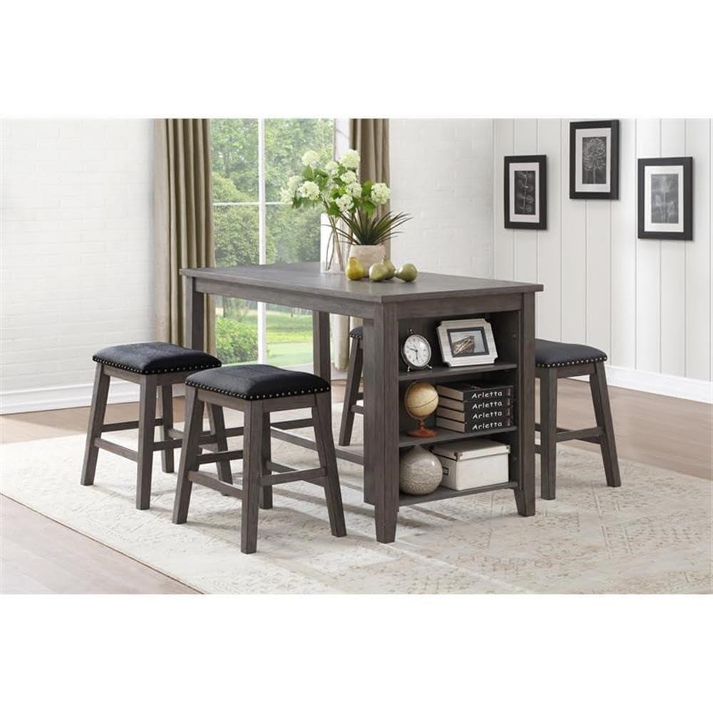HMLIFE Modern Counter Height Table With Built-In Shelves