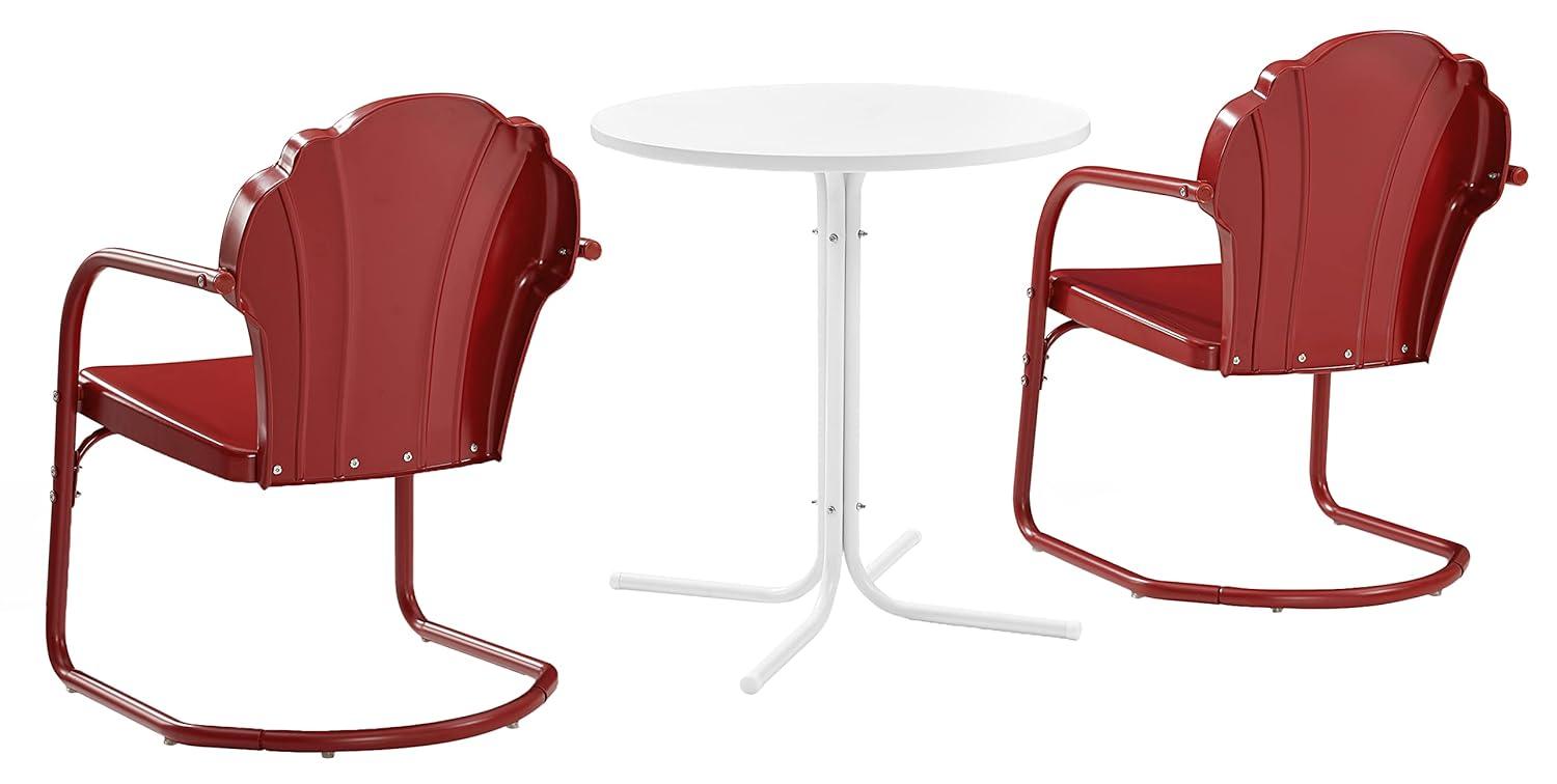 Crosley 3pc Tulip Retro Metal Bistro Set Red