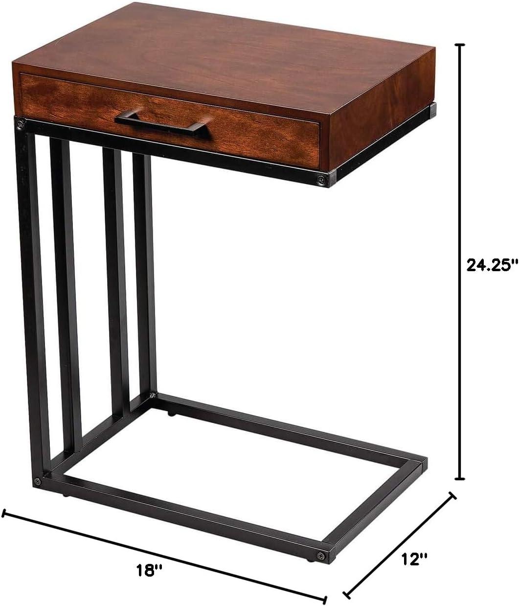 OakRidge Side Accent Table with Drawer, Under the Sofa C-Design