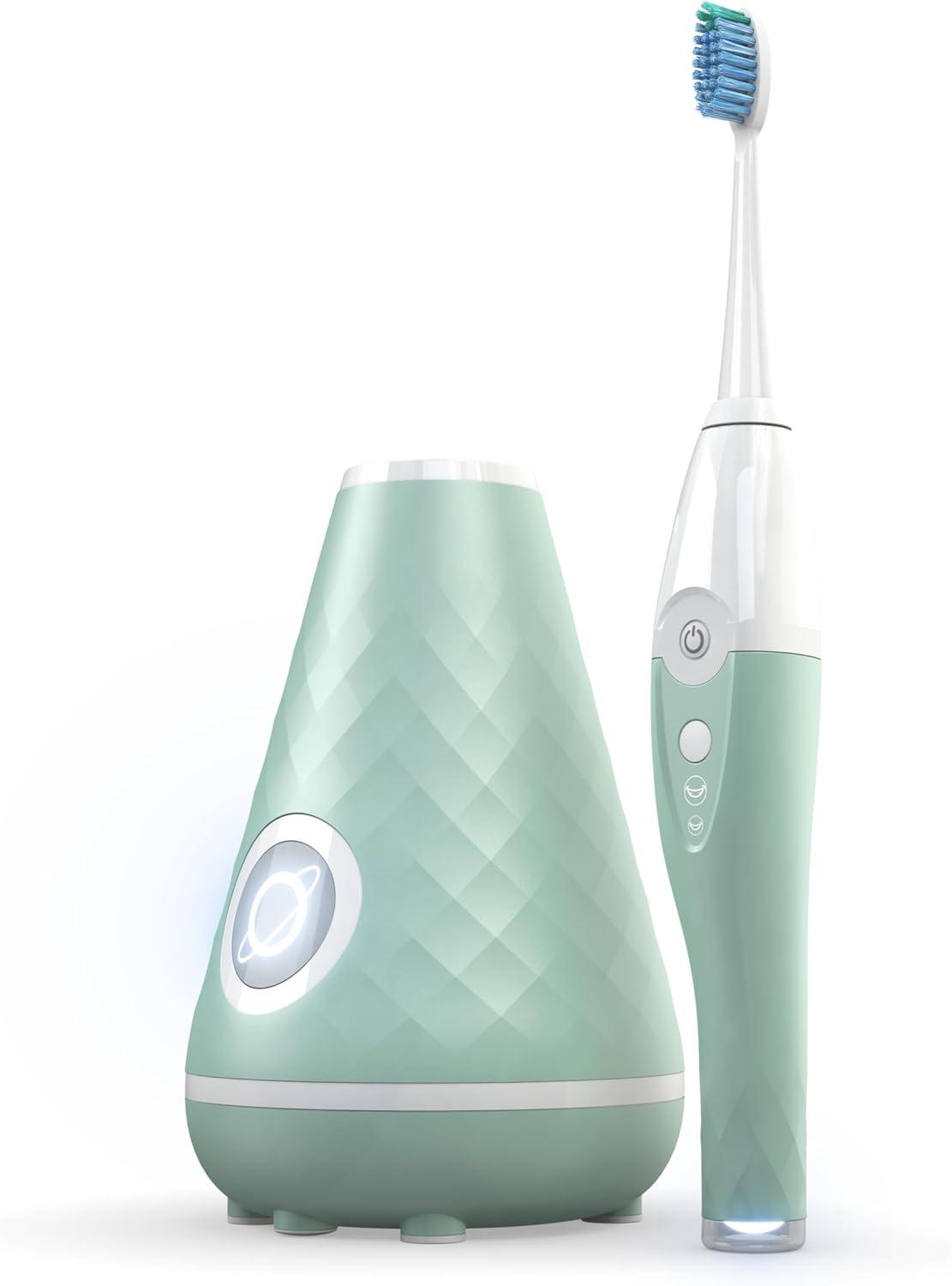TAO Clean UV Sanitizing Sonic Toothbrush and Cleaning Station, Electric Toothbrush, Dual Speed Setting, Seaglass Green