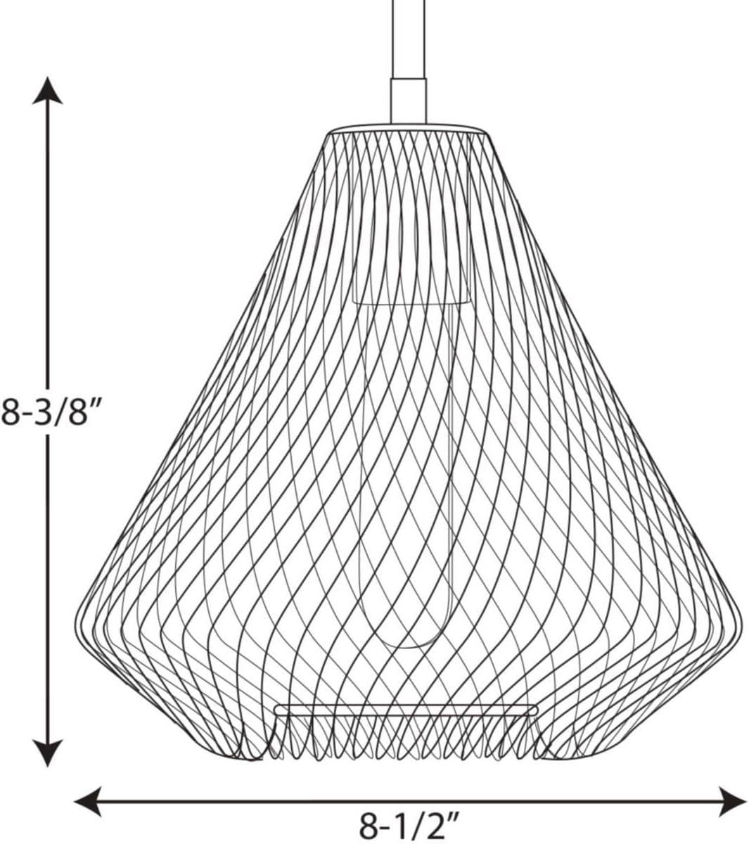 Progress Lighting Mesh 1-Light Mini Pendant, Antique Bronze, Open Cage Frame, Ideal for Clusters or Groups, Canopy Included