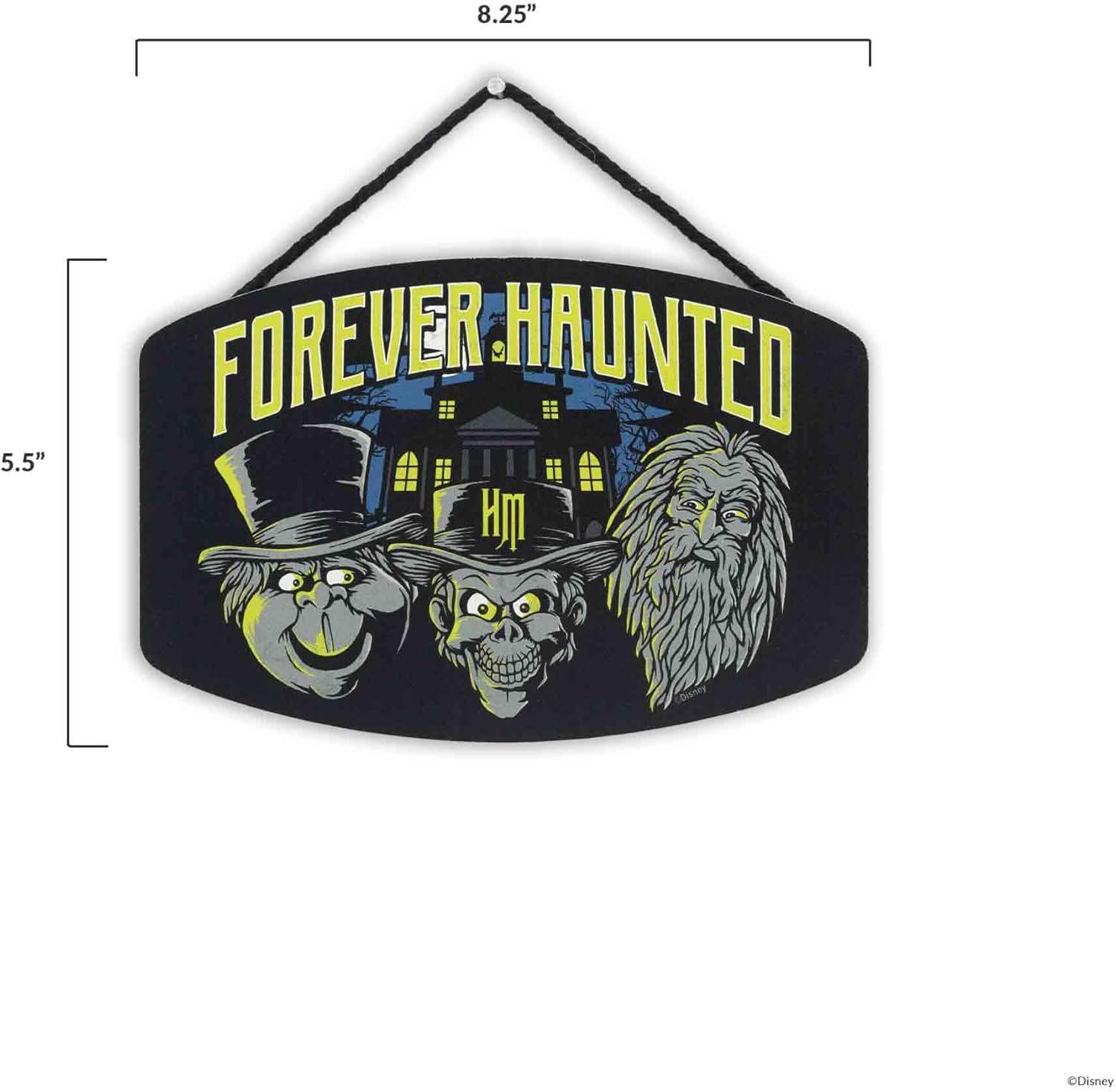 Disney Haunted Mansion Forever Haunted Hanging Wood Wall Decor - Spooky Hitchhiking Ghosts Sign for Halloween Decor