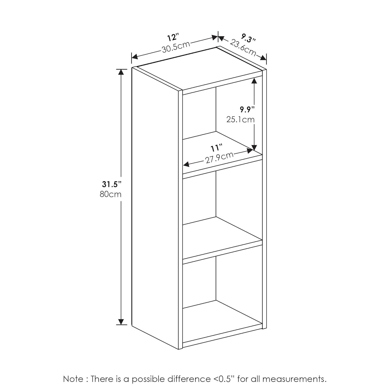 Furinno Pasir 3-Tier No Tool Assembly Open Shelf Bookcase, Blackwood