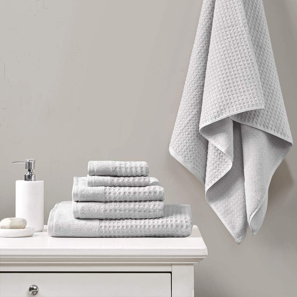 Madison Park Spa Waffle Cotton Jacquard Antimicrobial Bath Towel 6 Piece Set