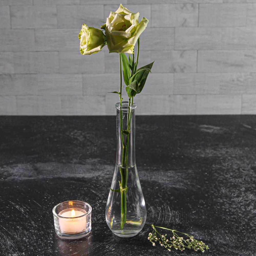 Richland Clear Round Teardrop Bud Vase 7” Set of 12