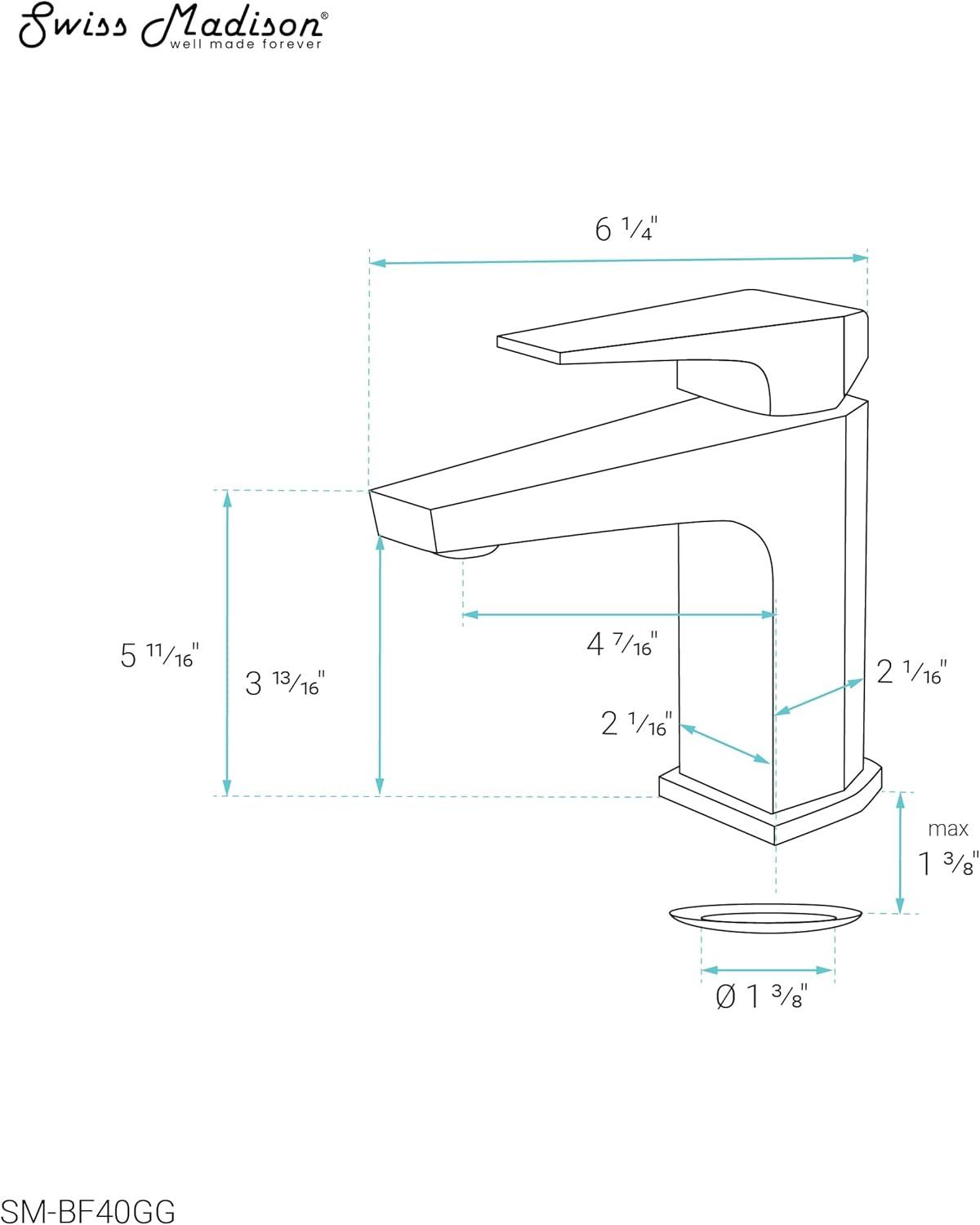 Gunmetal Gray Single-Handle Brass Bathroom Faucet