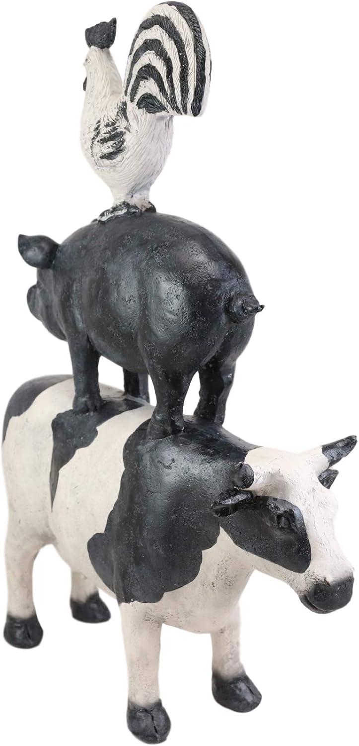 Pacific Giftware American Art Animal Farm Barnyard Stacked Animal Resin Figurine Statue (Cow/Pig/Chicken)