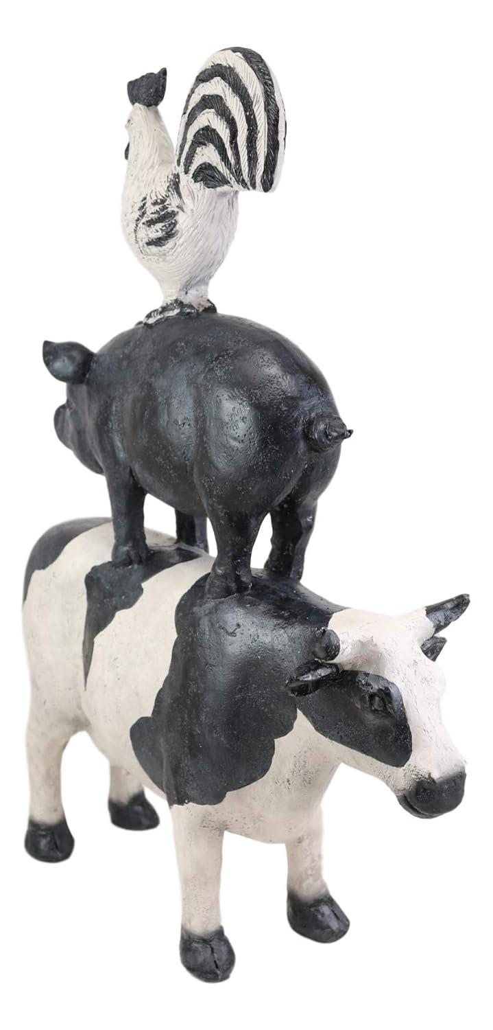 Pacific Giftware American Art Animal Farm Barnyard Stacked Animal Resin Figurine Statue (Cow/Pig/Chicken)