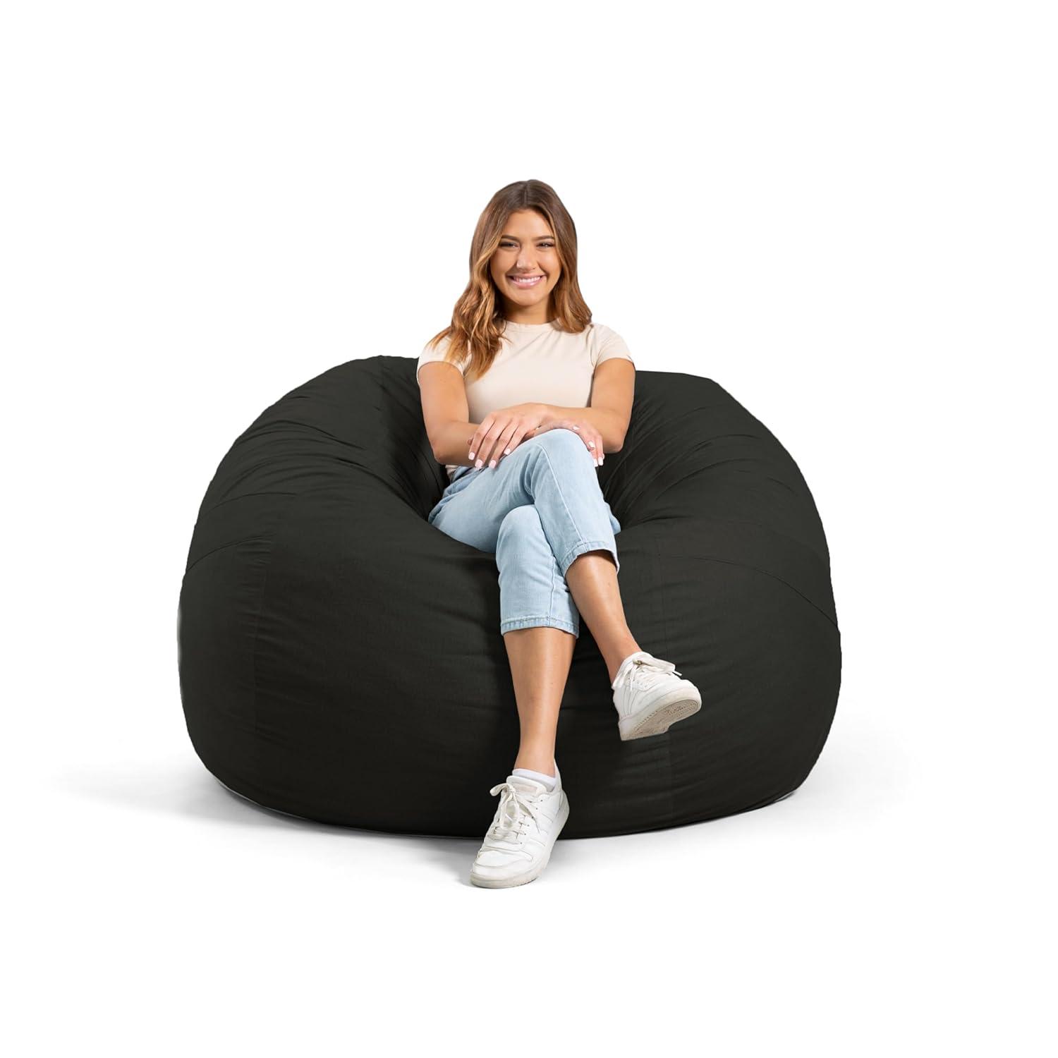 Big Joe Large 4 Foot Foam Filled Bean Bag Chair with Soft Removeable Cover