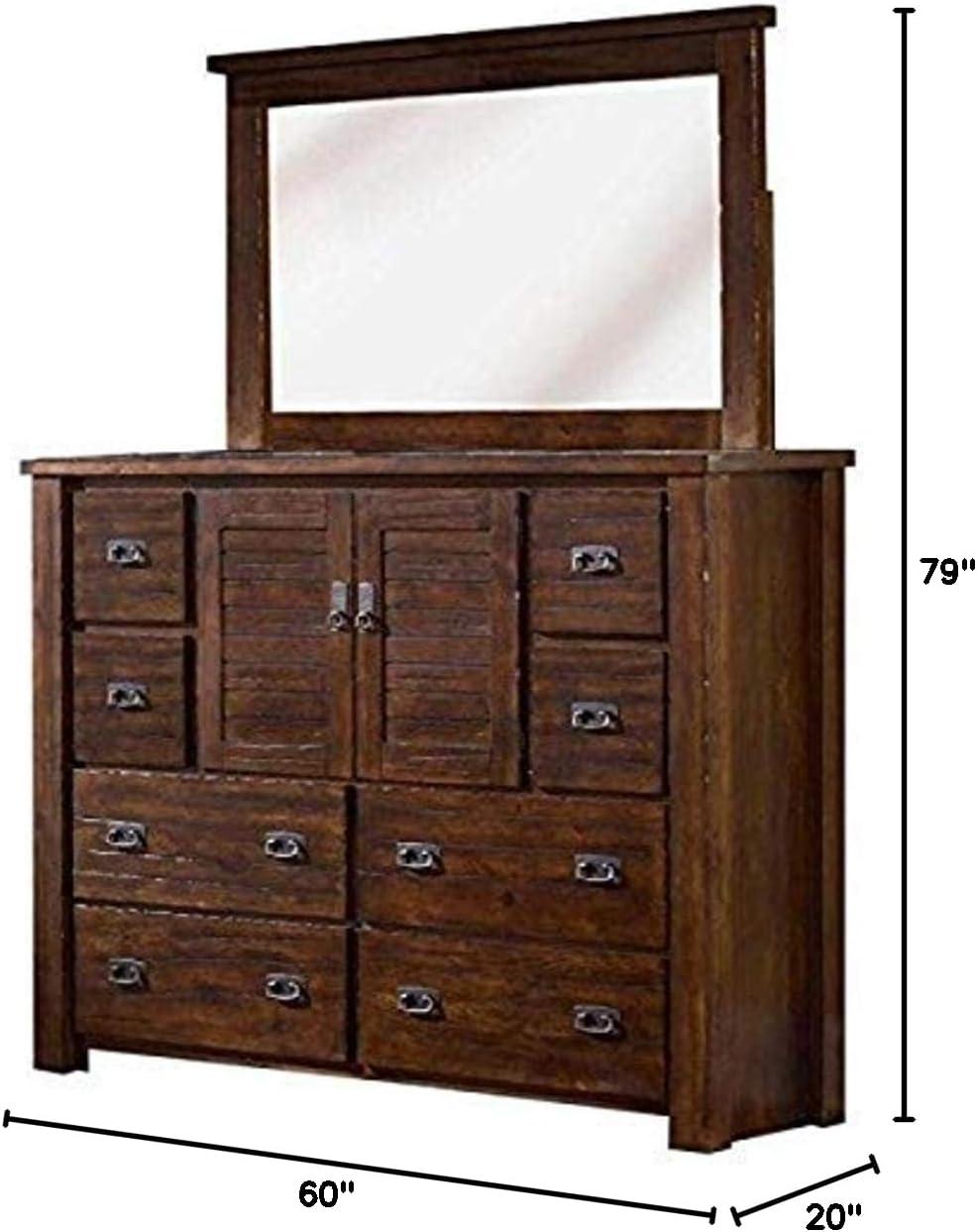 Progressive Furniture Trestlewood Wood Dresser & Mirror Mesquite Pine Brown