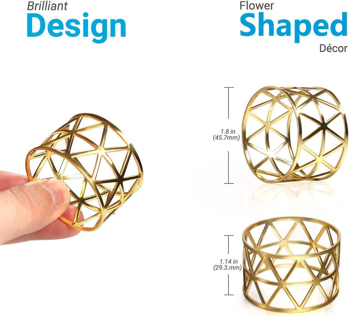 12PCS – Napkin Rings, Gold Napkin Rings Set of 12, Holiday Napkin Holders for Dining, Anniversary, Birthday, Christmas, Easter, Fall, Halloween, Thanksgiving, Party of Table Setting