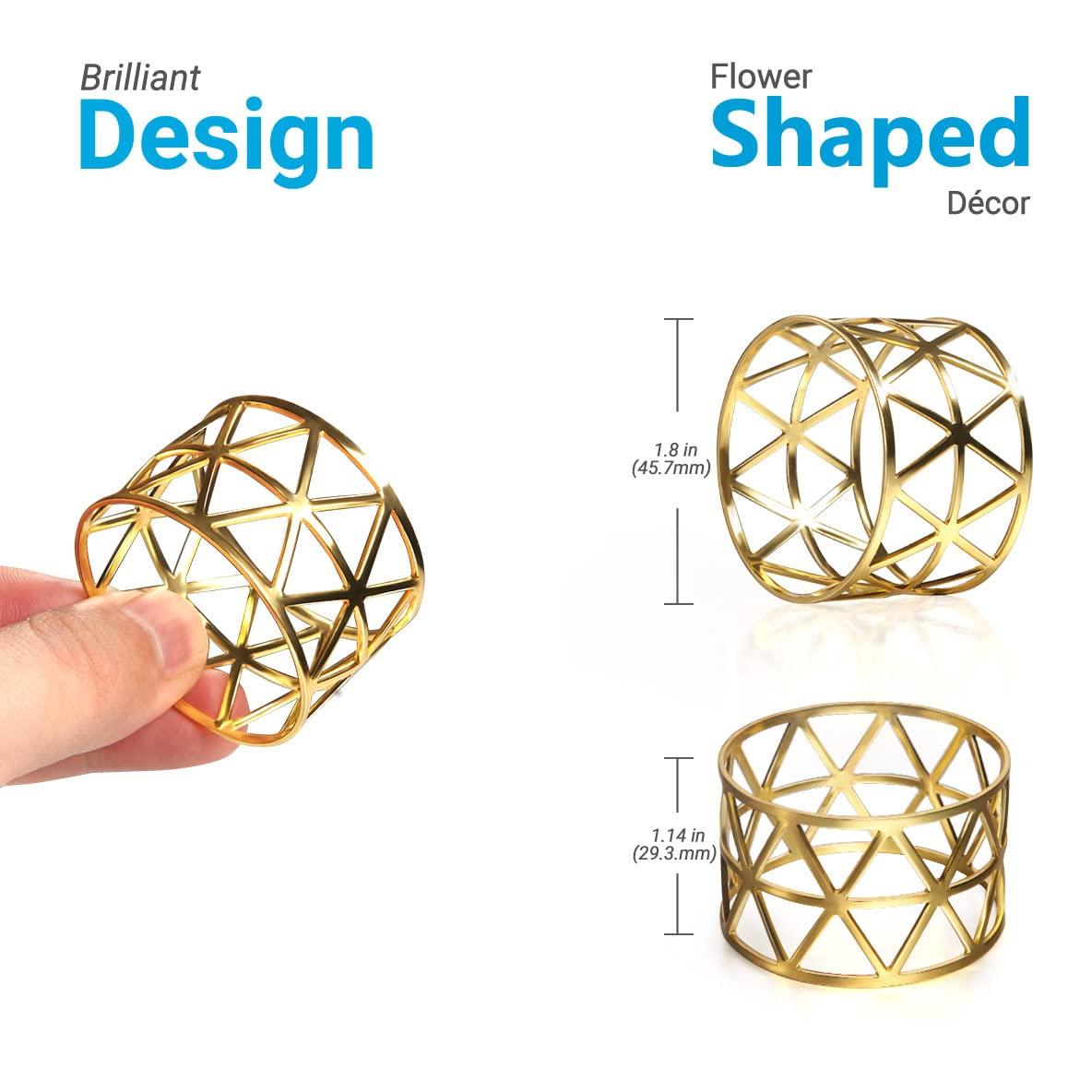 12PCS – Napkin Rings, Gold Napkin Rings Set of 12, Holiday Napkin Holders for Dining, Anniversary, Birthday, Christmas, Easter, Fall, Halloween, Thanksgiving, Party of Table Setting