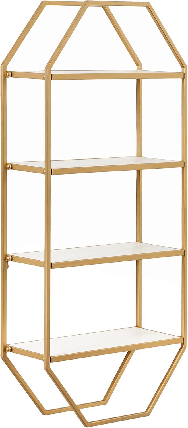 Kate and Laurel Adela Octagon Wood and Metal Shelf