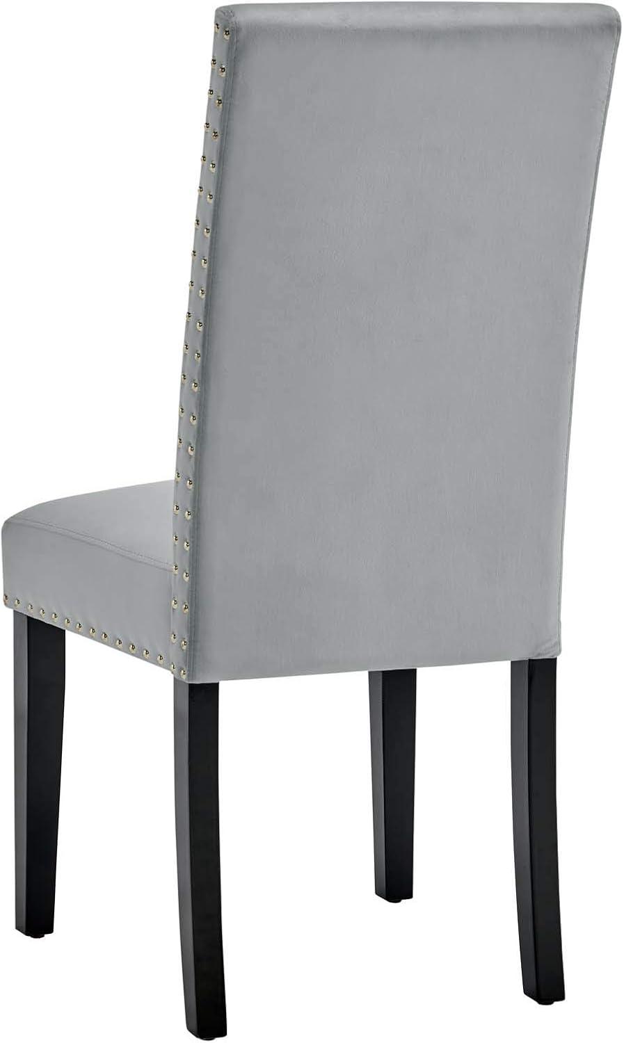 Modway Silver Orchid Lind Velvet Nailhead Trim Dining Side Chairs