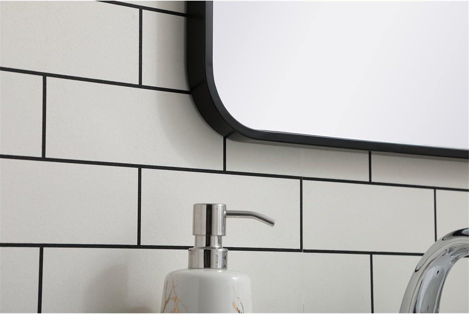 Elegant Lighting Soft corner metal rectangular mirror 18x36 inch in Black