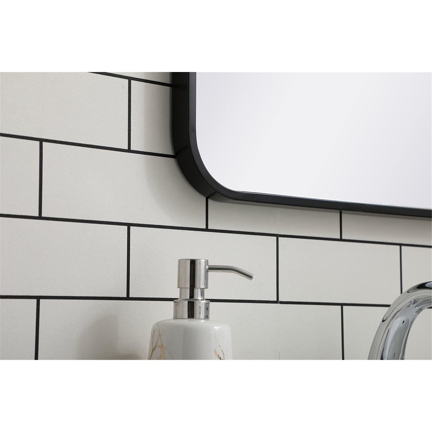 Elegant Lighting Soft corner metal rectangular mirror 18x36 inch in Black