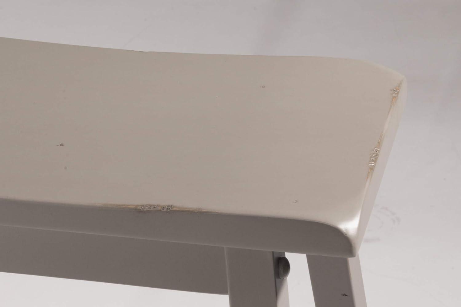 Distressed Gray Wood Backless Saddle Counter Stool