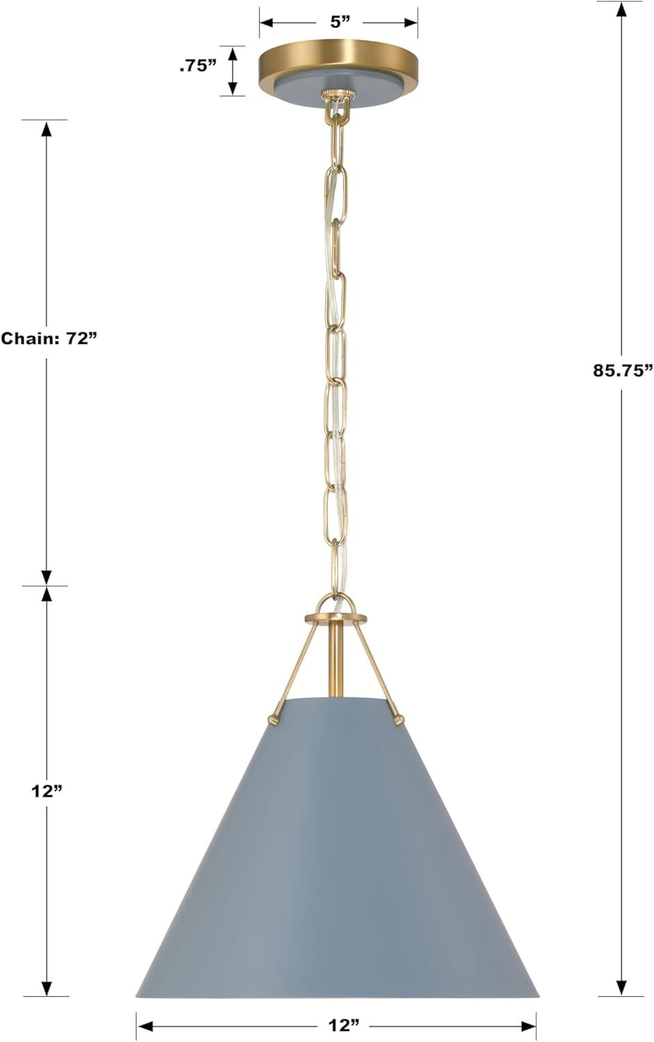 Vibrant Gold and Blue Mini Pendant Light with Steel Shade