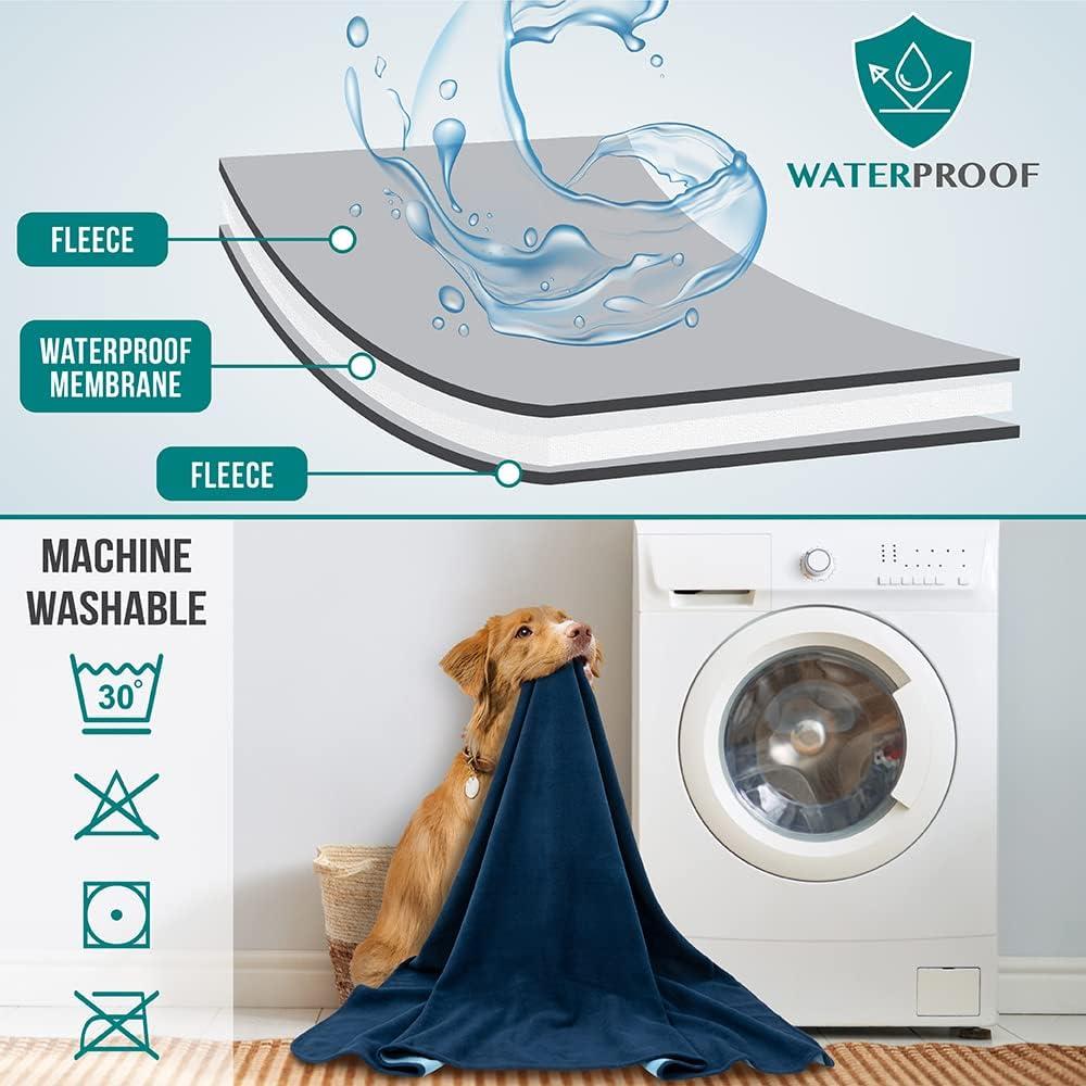 PetAmi Waterproof Dog Blanket For Medium Large Dog, Pet Puppy Blanket Couch Cover Protection, Fleece Cat Washable Throw, Couch Sofa Furniture Protector, Reversible Soft Plush, 40x60 Navy/Blue