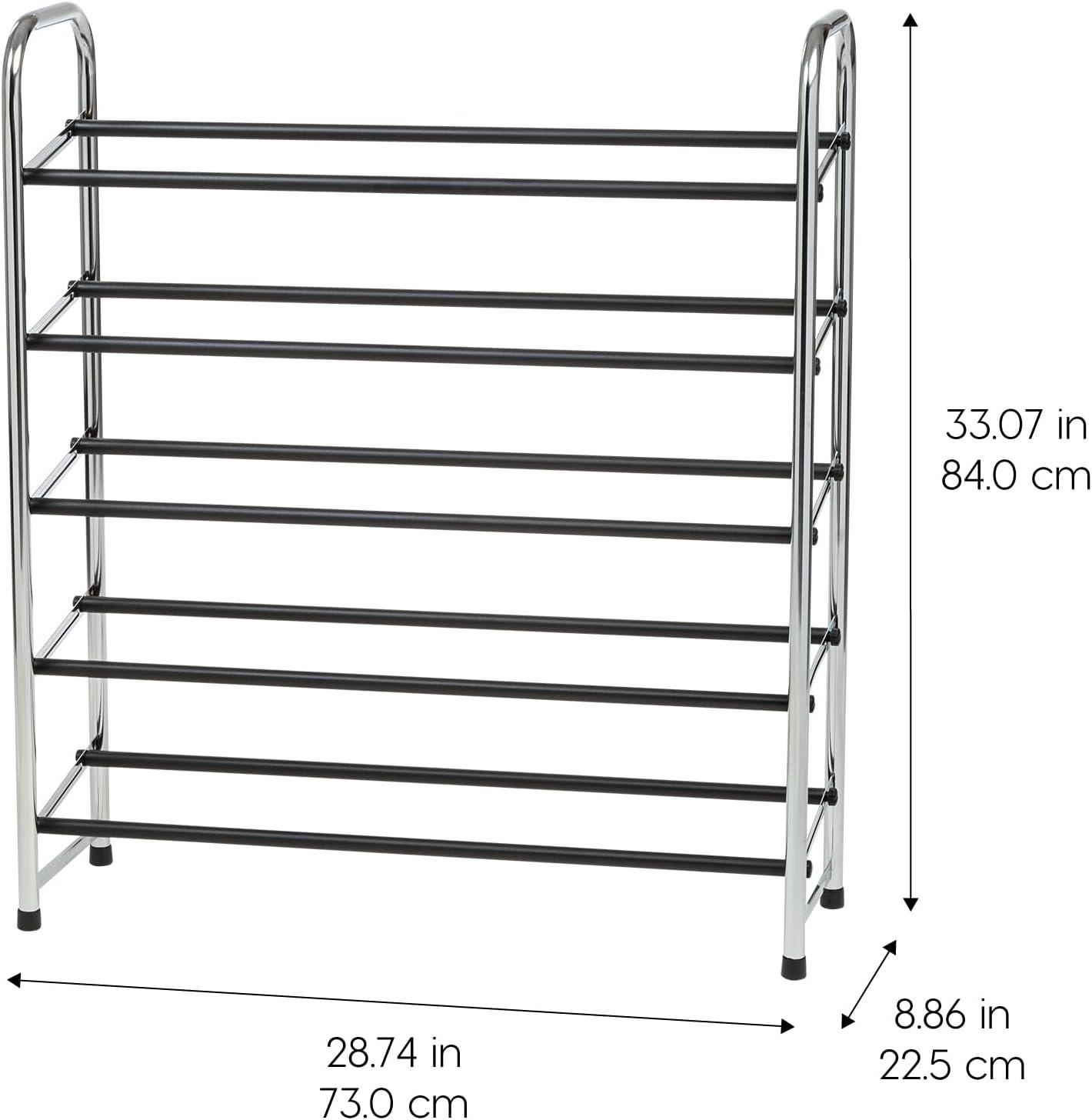 IRIS USA 5-Tier 15 Pairs Stackable Freestanding Shoe Racks for Entryway, Silver