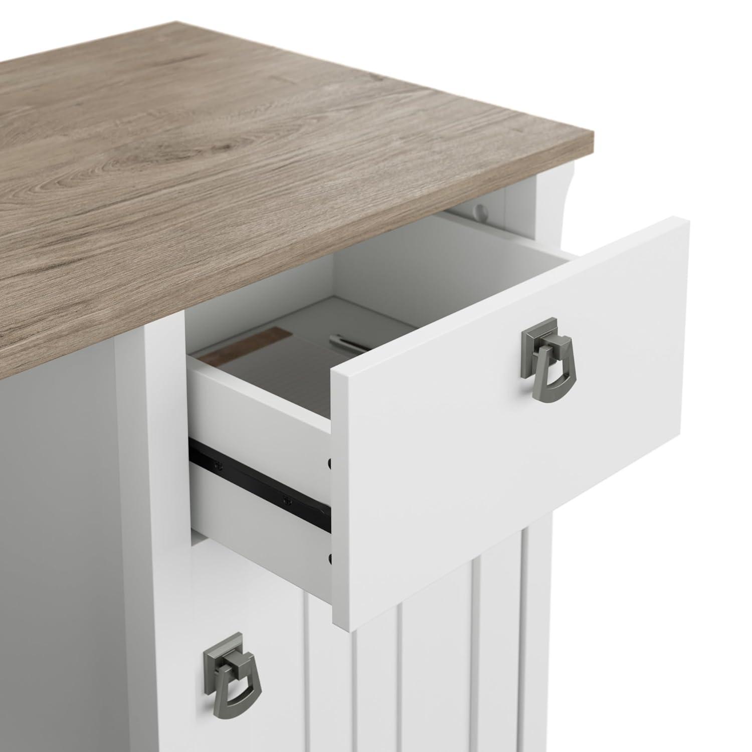 Bush Furniture Salinas 48” Computer Desk & Hutch with Storage, Shiplap Gray & White