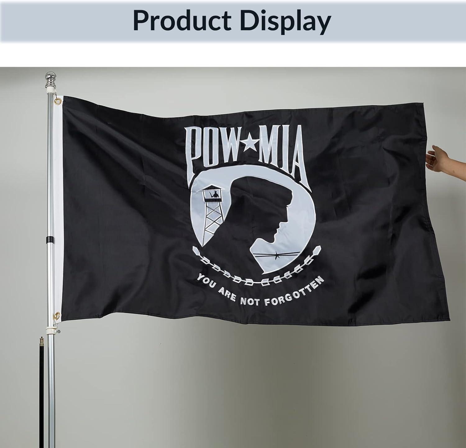 POW MIA 3x5 Nylon Flag - Double Sided and Embroidered - All Weather, Durable, Outdoor Nylon Flag - Front Line Flags