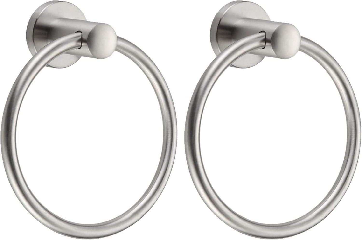 Brushed Nickel Circular Wall Mounted Towel Ring Set