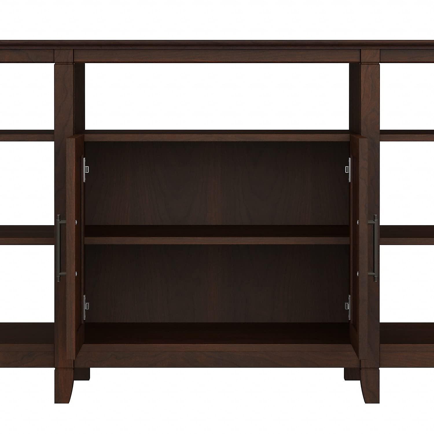 Bush Furniture Key West Tall TV Stand for 65 Inch TV in Bing Cherry, Farmhouse Entertainment Center with Storage
