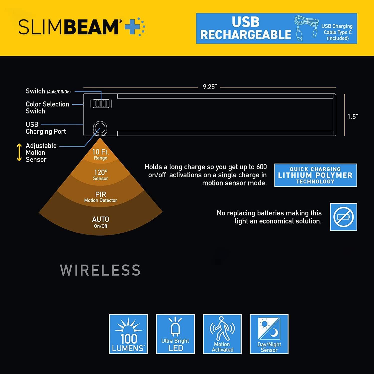 Sensor Brite SlimBeam+ Motion Activated or Manual Under Cabinet Light 1 pk